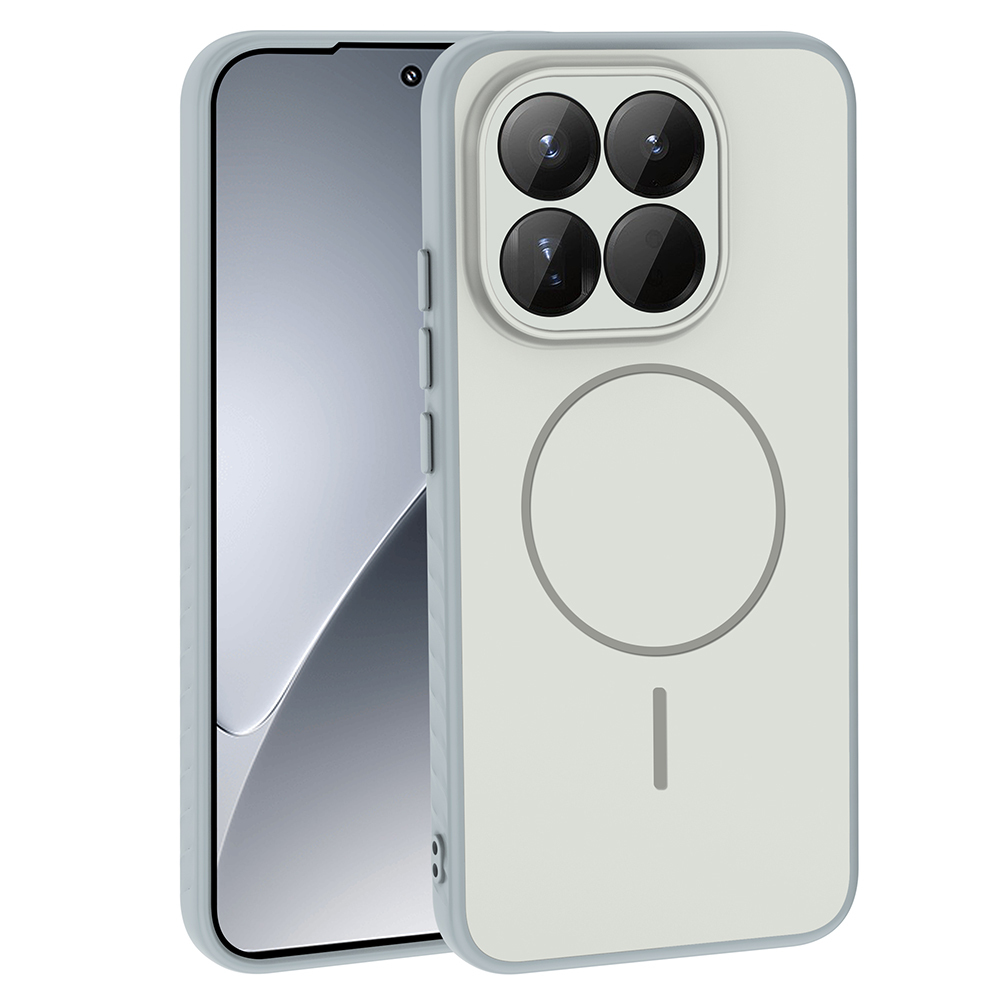 Xiaomi Uyumlu 15T Kılıf M-safe Şarj Özellikli Zore Tea Kapak-Gümüş