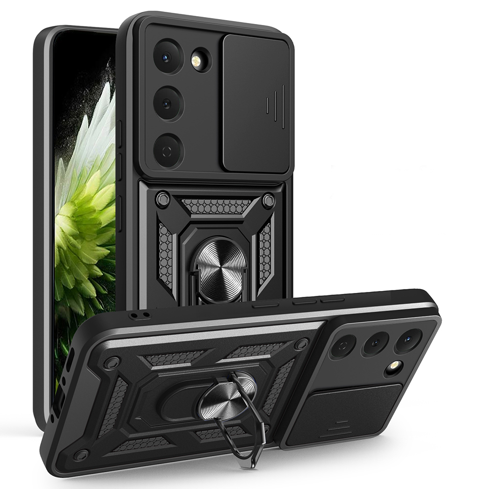 Tecno Spark 40 Pro Kılıf Magnetik Standlı Kamera Korumalı Zore Sürgülü Vega Kapak