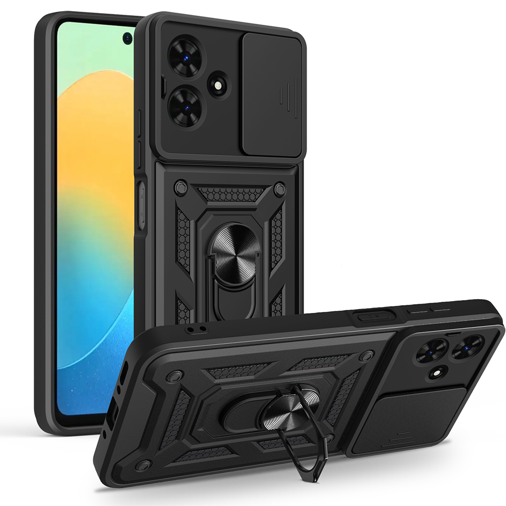 Tecno Spark Go 2 Kılıf Magnetik Standlı Kamera Korumalı Zore Sürgülü Vega Kapak