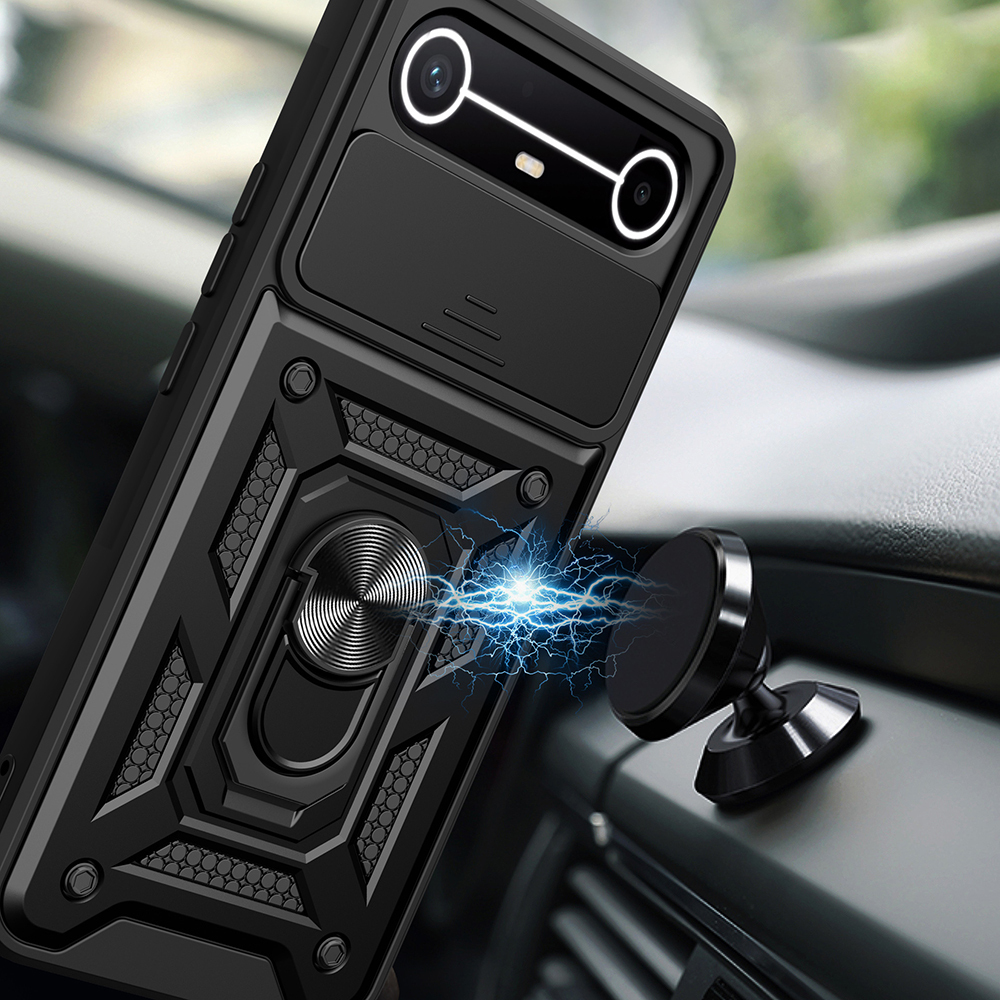 Tecno Spark Slim 5G Kılıf Magnetik Standlı Kamera Korumalı Zore Sürgülü Vega Kapak