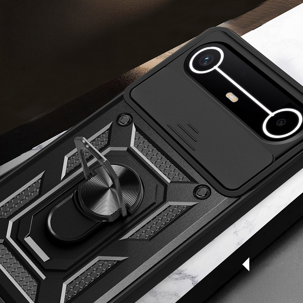 Tecno Spark Slim 5G Kılıf Magnetik Standlı Kamera Korumalı Zore Sürgülü Vega Kapak
