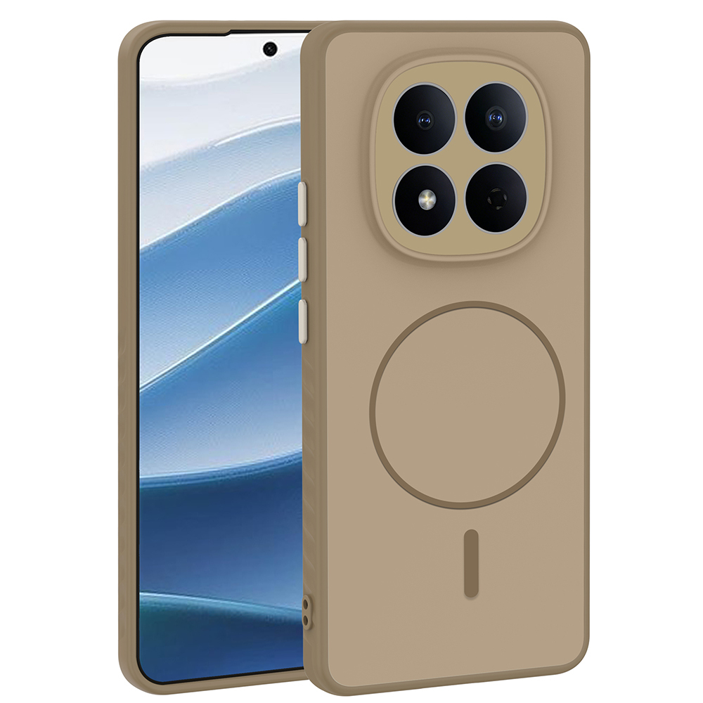 Xiaomi Uyumlu Redmi Note 15 4G Kılıf M-safe Şarj Özellikli Zore Tea Kapak-Gold