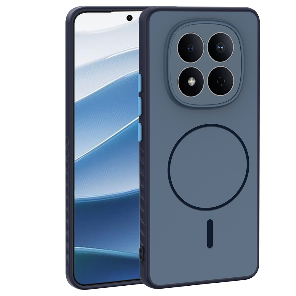 Xiaomi Uyumlu Redmi Note 15 5G Kılıf M-safe Şarj Özellikli Zore Tea Kapak-Lacivert