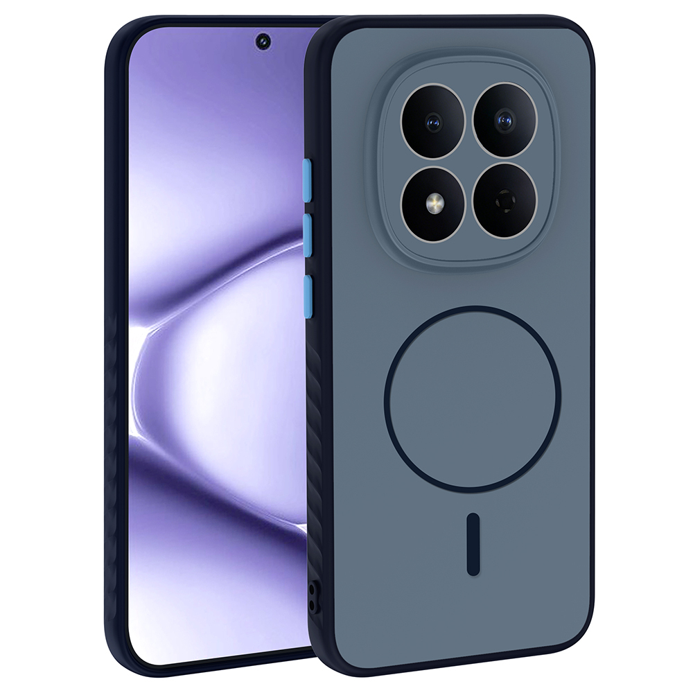 Xiaomi Uyumlu Redmi Note 15 Pro 4G Kılıf M-safe Şarj Özellikli Zore Tea Kapak-Lacivert