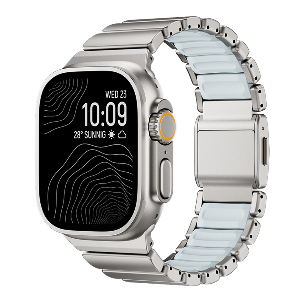 Watch Ultra 49mm Zore KRD-151 Metal Silikon Kordon-Gümüş-mavi