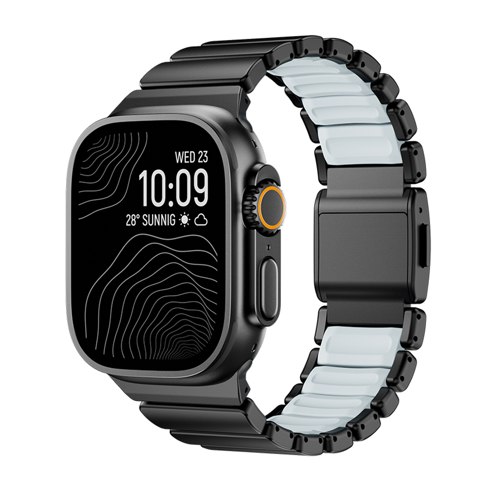 Watch Ultra 49mm Zore KRD-151 Metal Silikon Kordon-Siyah-mavi