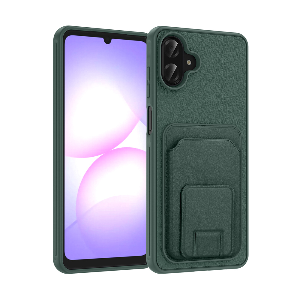 Galaxy Uyumlu A07 Kılıf Kartlıklı TPU Zore Bikart Kapak-Koyu yeşil