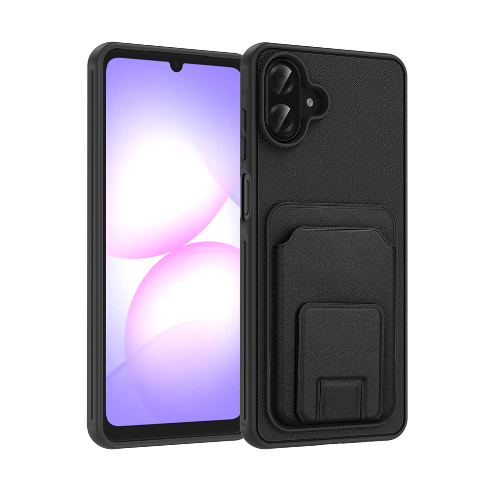 Galaxy Uyumlu A07 Kılıf Kartlıklı TPU Zore Bikart Kapak-Siyah