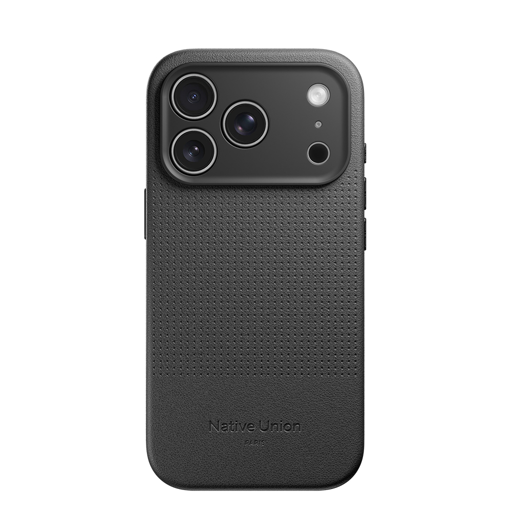 iPhone Uyumlu 17 Pro Kılıf M-safe Şarj Özellikli Deri Dokulu Native Union 2025 Active Serisi Kapak-Siyah
