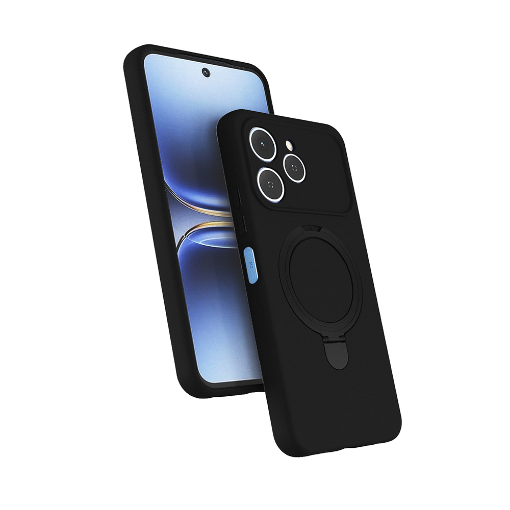 Tecno Spark 40 Kılıf M-safe Şarj Özellikli Standlı Zore Samara Kapak-Siyah
