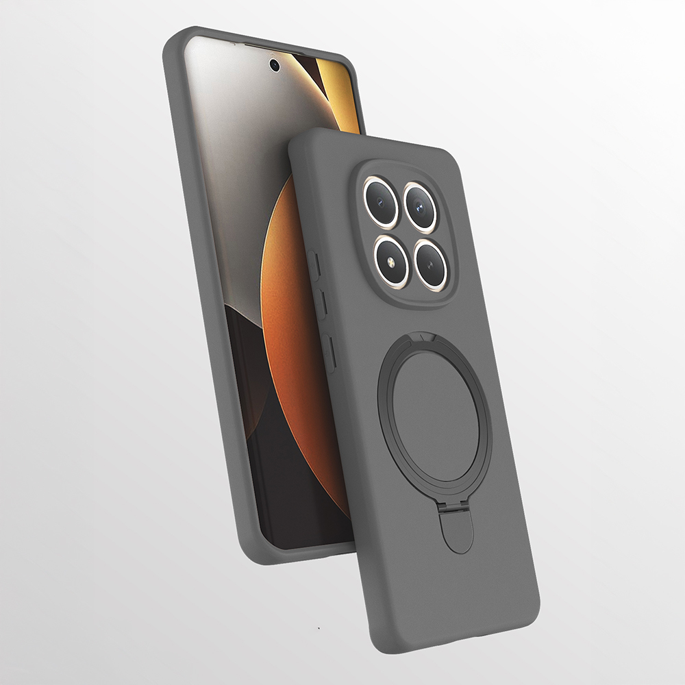 Xiaomi Uyumlu Redmi Note 15 Pro Plus Kılıf M-safe Şarj Özellikli Standlı Zore Samara Kapak-Titanyum-gri