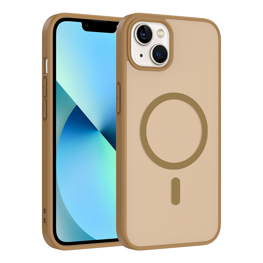 iPhone Uyumlu 15 Kılıf M-safe Şarj Özellikli Zore Babet Kapak-Desert gold