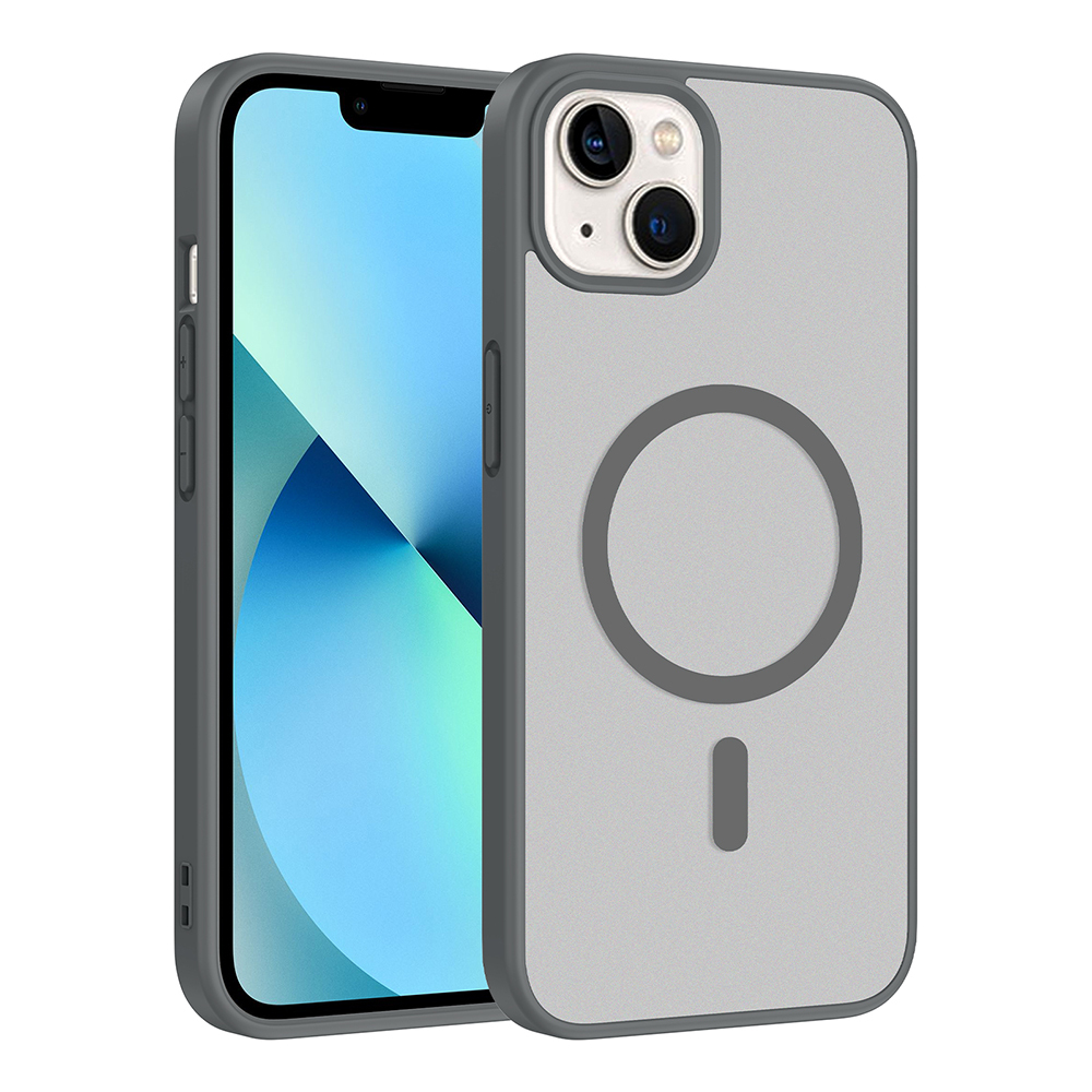 iPhone Uyumlu 15 Kılıf M-safe Şarj Özellikli Zore Babet Kapak-Gri