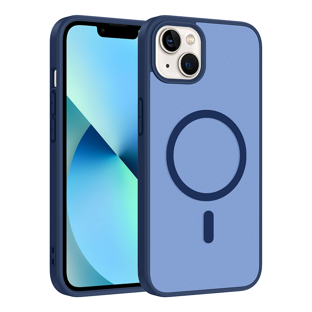 iPhone Uyumlu 15 Kılıf M-safe Şarj Özellikli Zore Babet Kapak-Mavi
