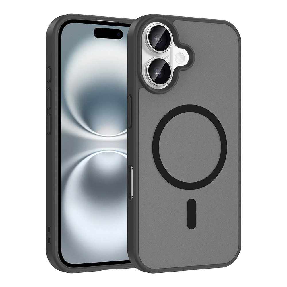 iPhone Uyumlu 16 Plus Kılıf M-safe Şarj Özellikli Zore Babet Kapak-Siyah