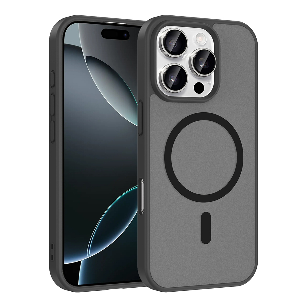 iPhone Uyumlu 16 Pro Max Kılıf M-safe Şarj Özellikli Zore Babet Kapak-Siyah