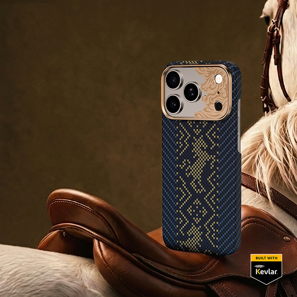 iPhone Uyumlu 17 Pro Max Kılıf M-safe Şarj Özellikli Karbon Fiber Tasarımlı Benks Knight ArmorAir Kevlar Kapak-Lacivert