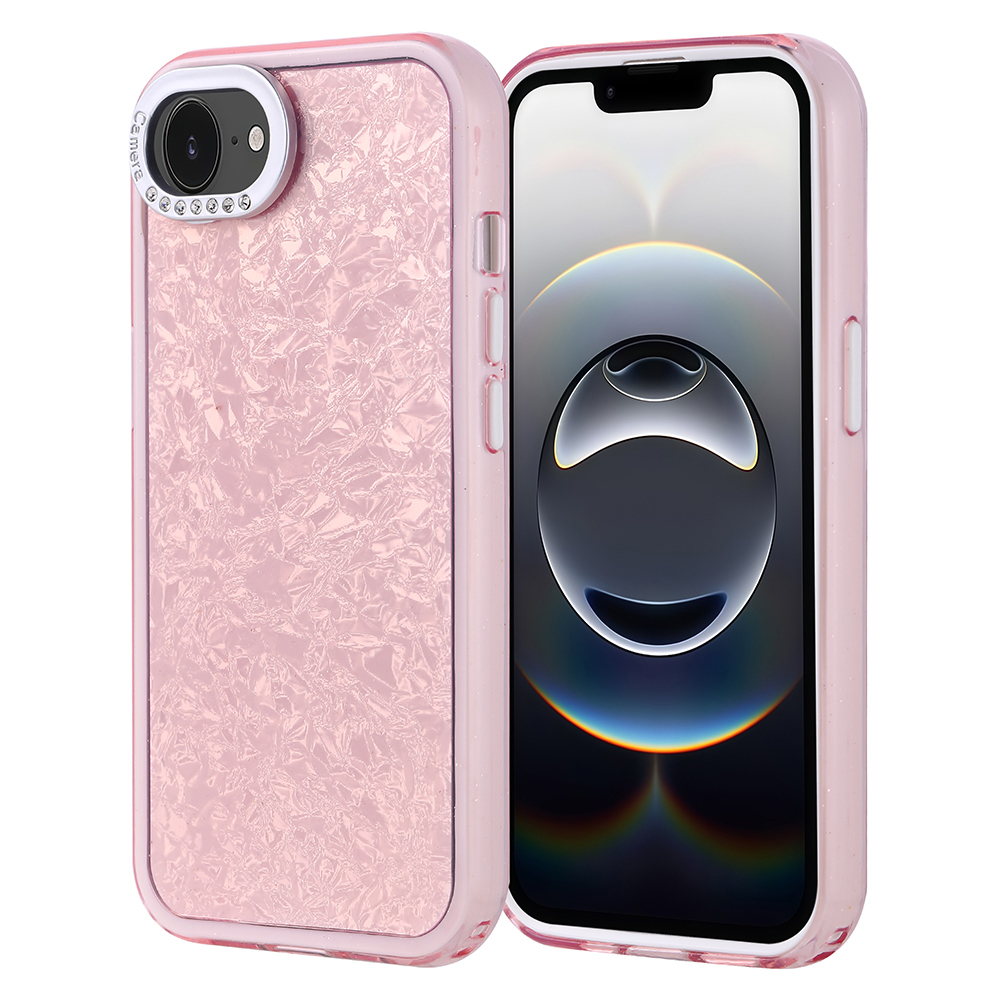 iPhone Uyumlu 17E Kılıf Taşlı Tasarımlı Zore Kapi Kapak-Pembe