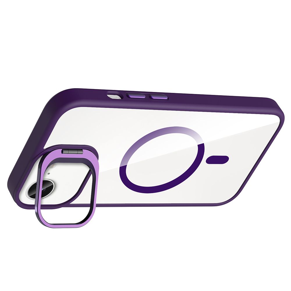 iPhone Uyumlu 17E Kılıf Standlı ve Kamera Lens Hediyeli M-Safe Şarj Özellikli Zore Etro Kapak