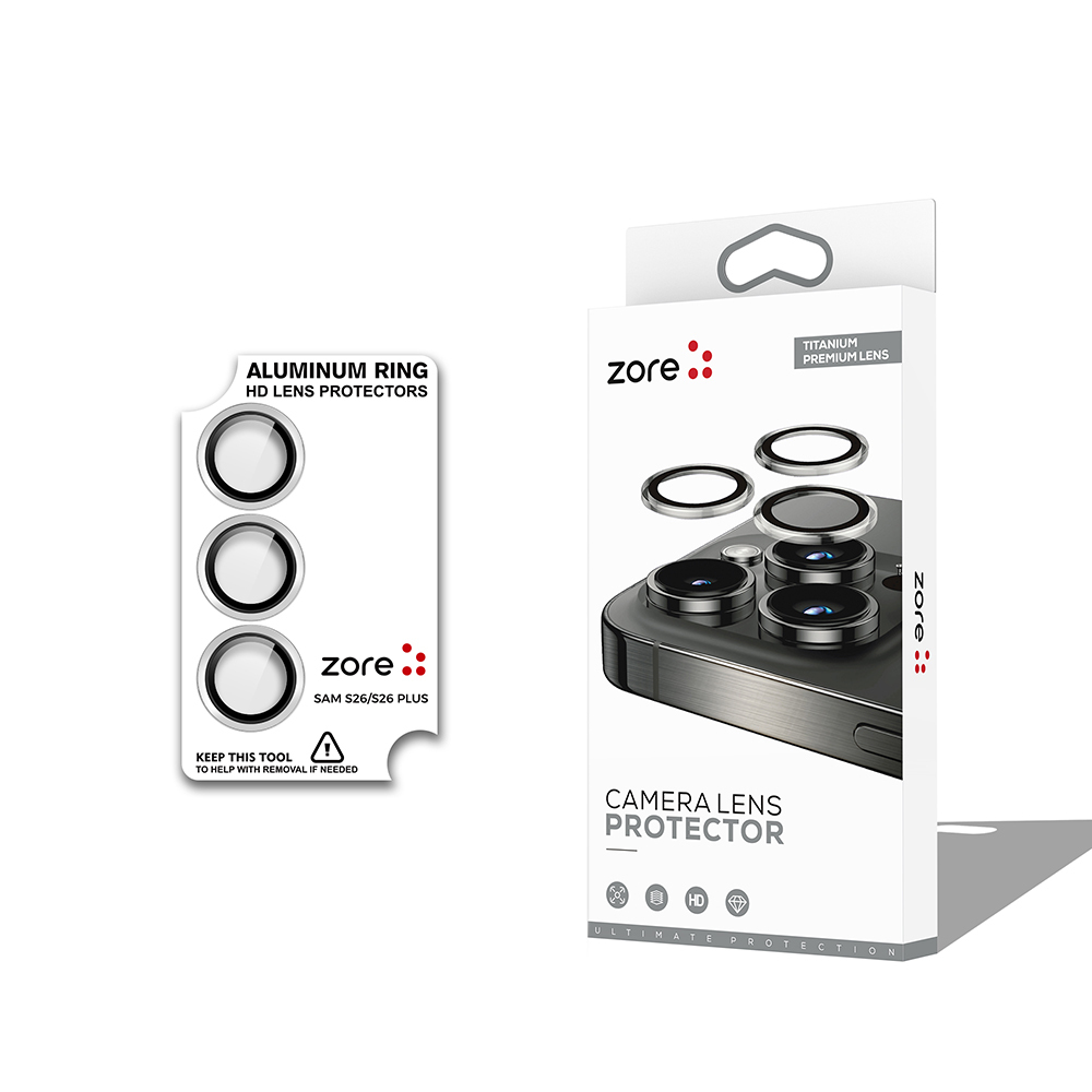 Galaxy Uyumlu S26 Plus Zore CL-12 Premium Safir Parmak İzi Bırakmayan Anti-Reflective Kamera Lens Koruyucu-Gri