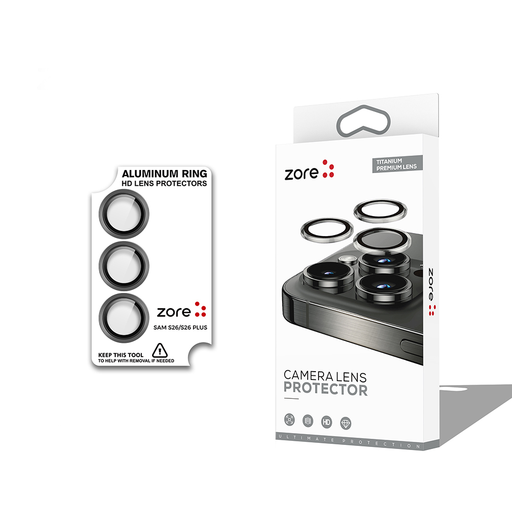 Galaxy Uyumlu S26 Plus Zore CL-12 Premium Safir Parmak İzi Bırakmayan Anti-Reflective Kamera Lens Koruyucu-Siyah