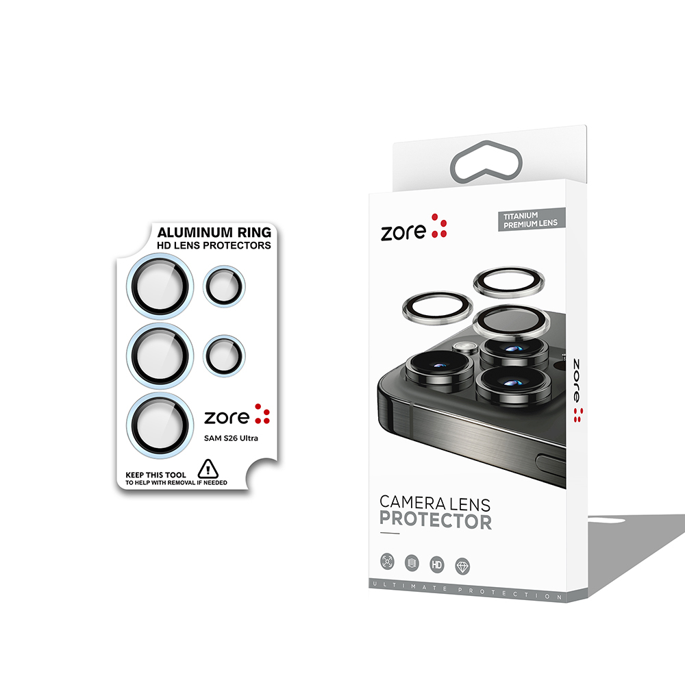 Galaxy Uyumlu S26 Ultra Zore CL-12 Premium Safir Parmak İzi Bırakmayan Anti-Reflective Kamera Lens Koruyucu-Açık mavi