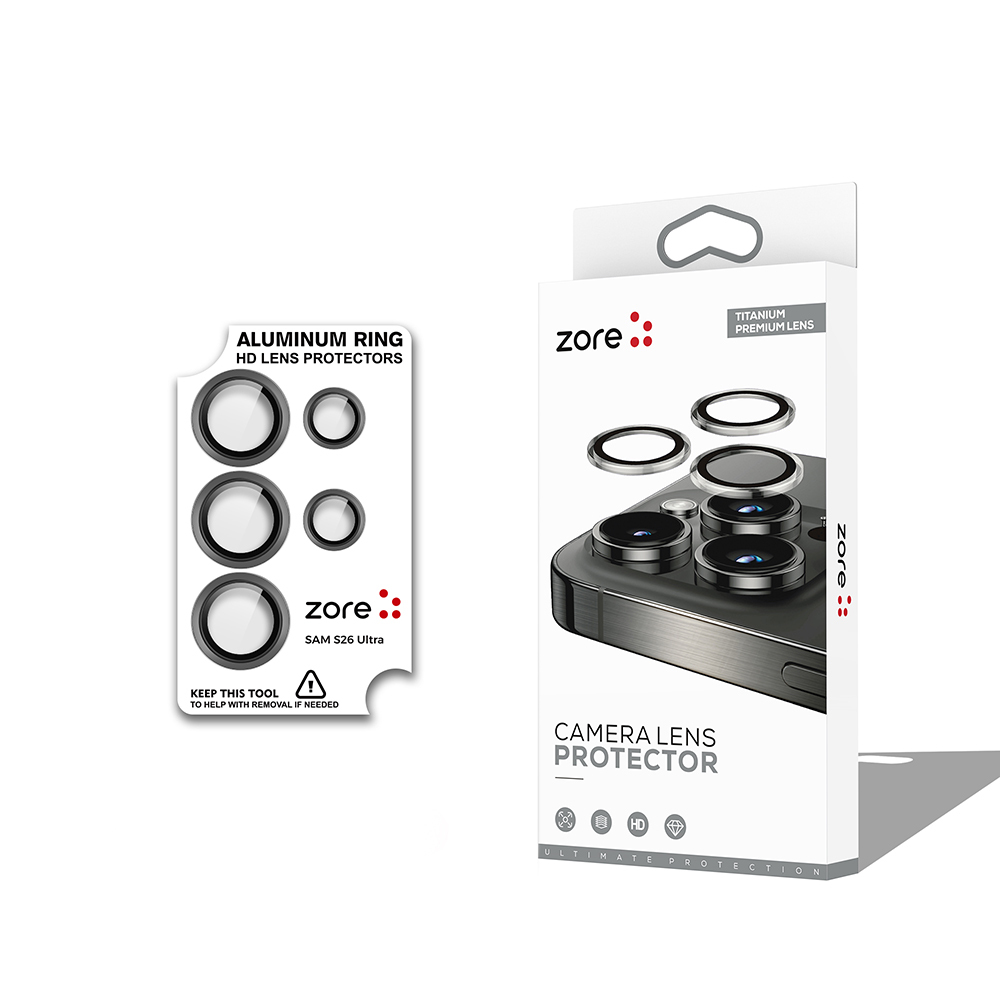 Galaxy Uyumlu S26 Ultra Zore CL-12 Premium Safir Parmak İzi Bırakmayan Anti-Reflective Kamera Lens Koruyucu-Siyah