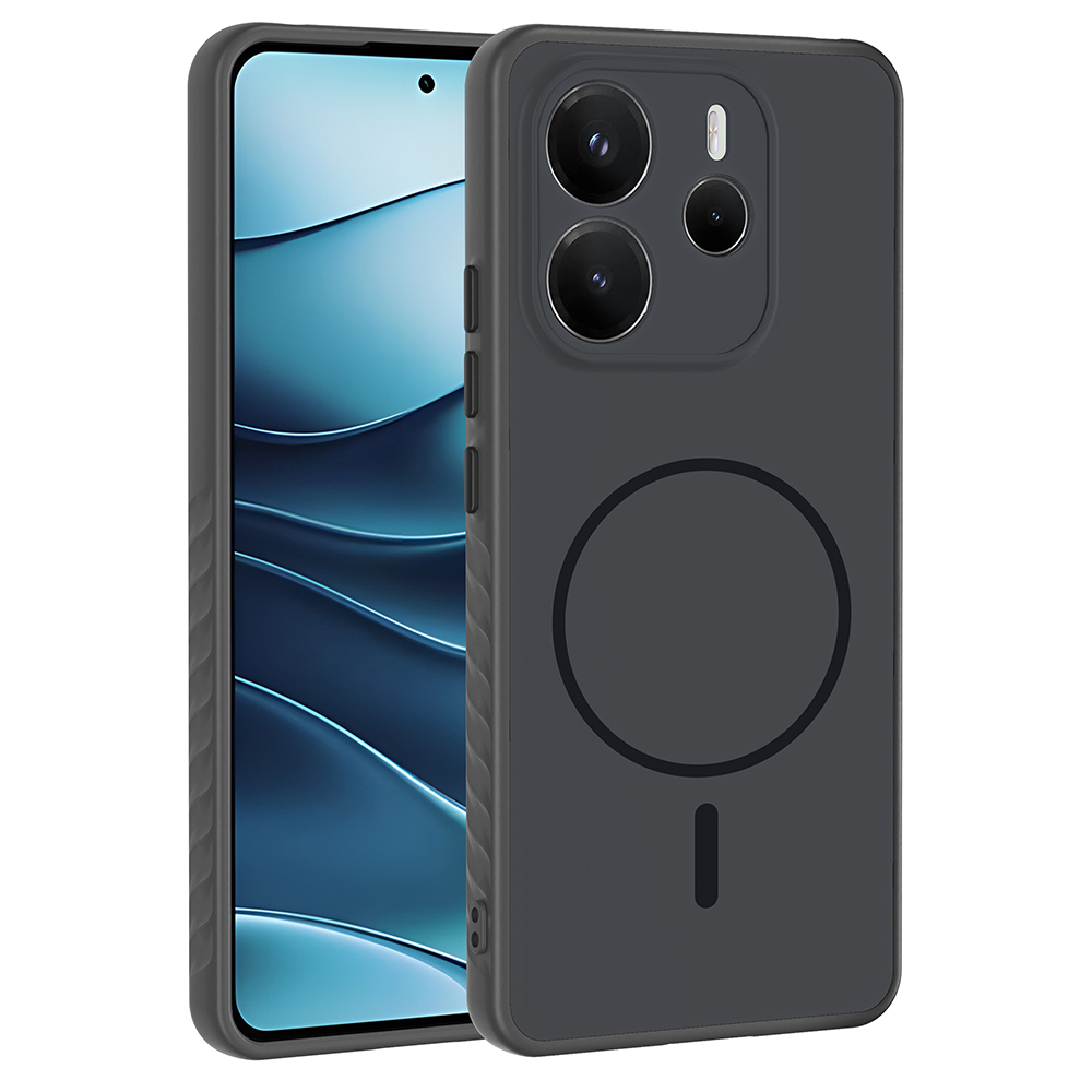 Xiaomi Uyumlu Redmi Note 14 4G Kılıf M-safe Şarj Özellikli Zore Tea Kapak-Siyah