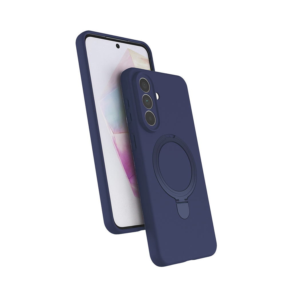 Galaxy Uyumlu A37 Kılıf M-safe Şarj Özellikli Standlı Zore Samara Kapak-Lacivert
