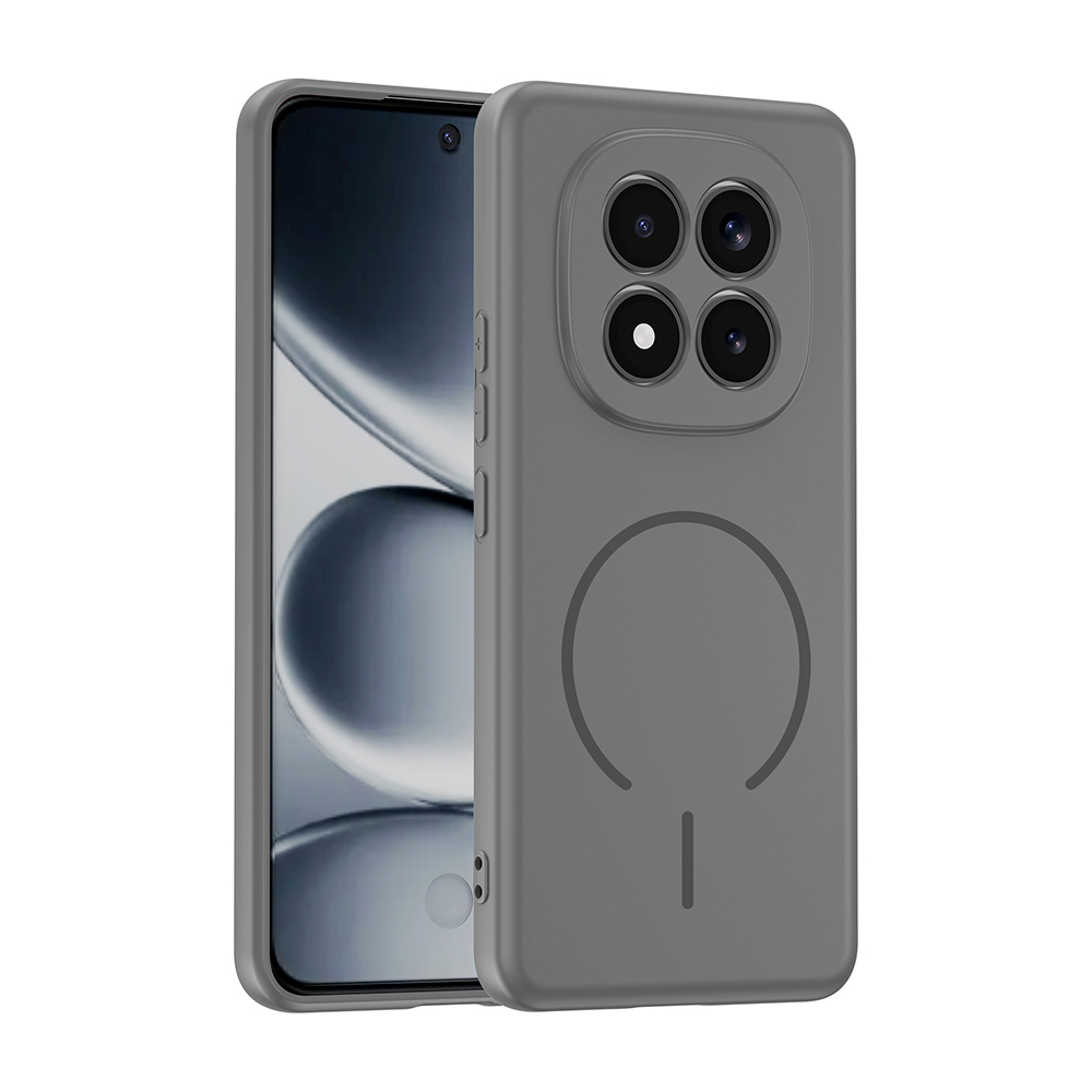 Xiaomi Uyumlu Redmi Note 15 Pro Kılıf M-safe Şarj Özellikli Zore Meta Kapak-Titanyum-gri