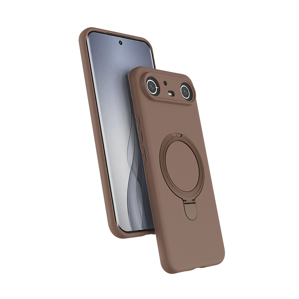 Tecno Spark Slim 5G Kılıf M-safe Şarj Özellikli Standlı Zore Samara Kapak-Desert gold
