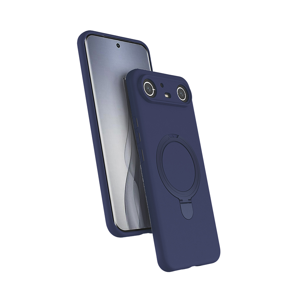 Tecno Spark Slim 5G Kılıf M-safe Şarj Özellikli Standlı Zore Samara Kapak-Lacivert