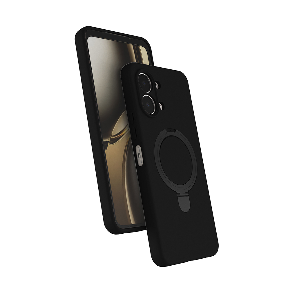 Oppo A6 Pro Kılıf M-safe Şarj Özellikli Standlı Zore Samara Kapak-Siyah