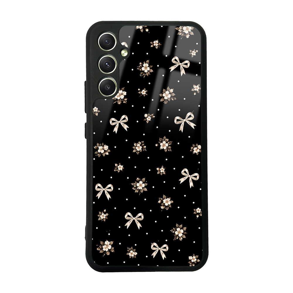 Galaxy Uyumlu A34 Kılıf Kamera Korumalı Desenli Zore Lusi Kapak-Gold fiyonk