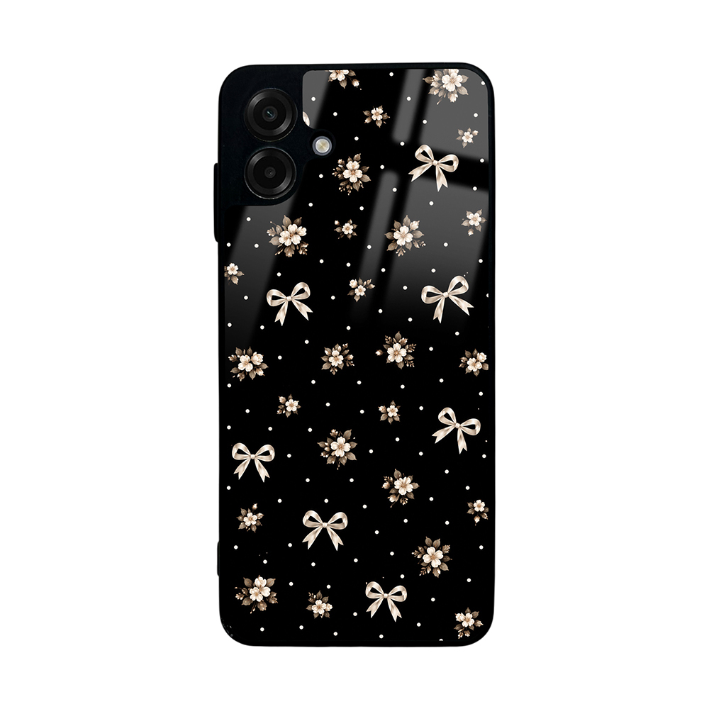 Galaxy Uyumlu A07 Kılıf Kamera Korumalı Desenli Zore Lusi Kapak-Gold fiyonk