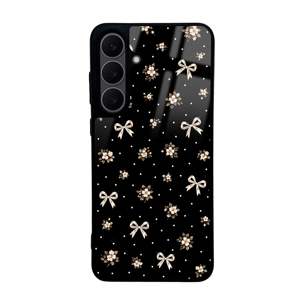 Galaxy Uyumlu S25 FE Kılıf Kamera Korumalı Desenli Zore Lusi Kapak-Gold fiyonk