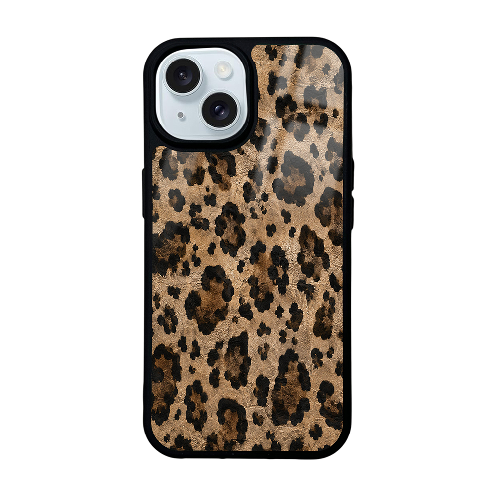 iPhone Uyumlu 15 Kılıf Kamera Korumalı Desenli Zore Lusi Kapak-Kahve leopar