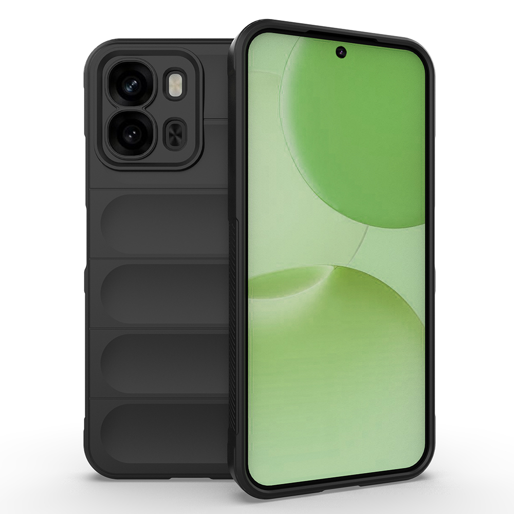Oppo A6X Kılıf Esnek TPU Oyuklu Arka Yüzey Tasarımlı Zore Etnik Silikon Kapak-Siyah