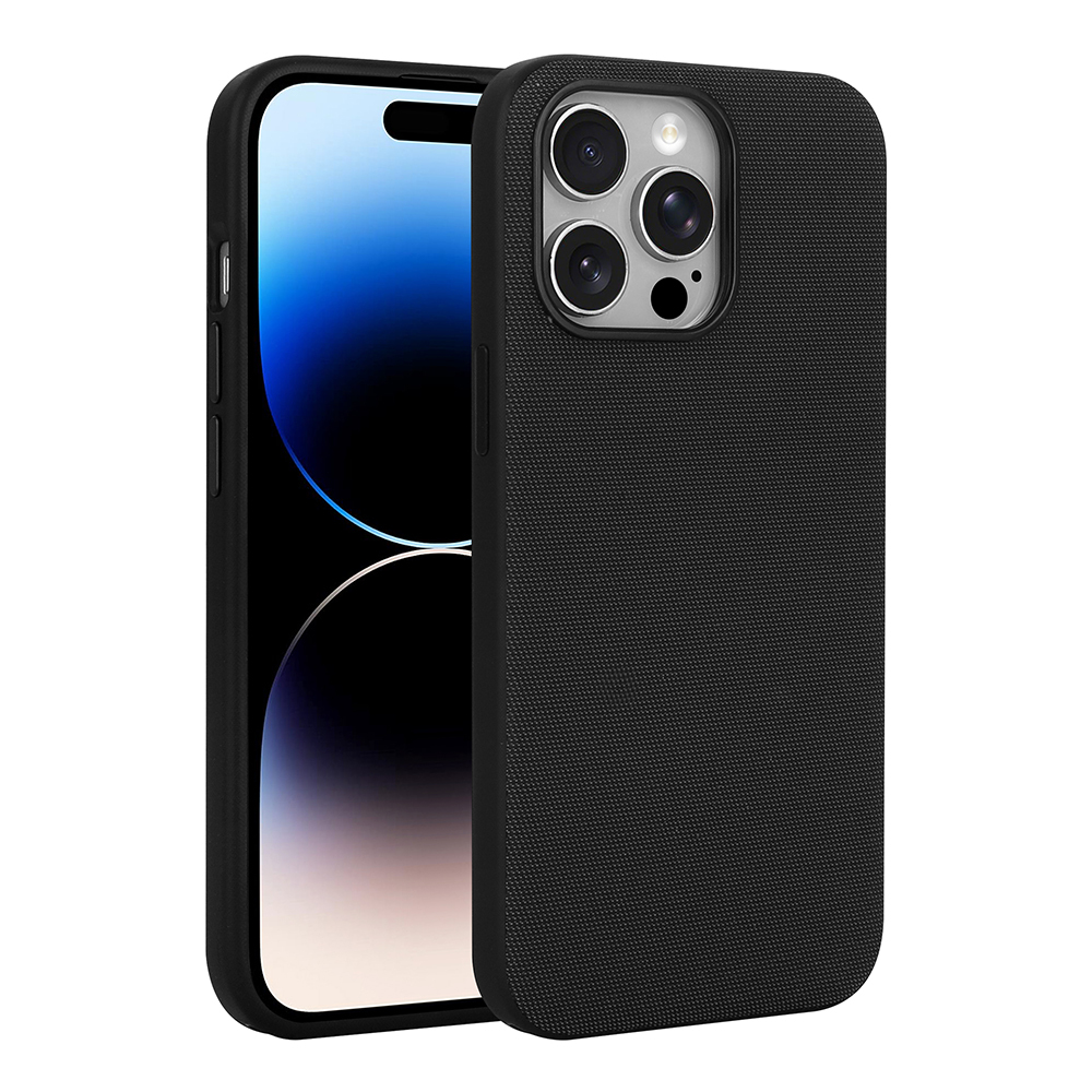 iPhone Uyumlu 14 Pro Max Kılıf M-Safe Şarj Özellikli Kumaş Tasarımlı Zore Miami Sert PC Kapak