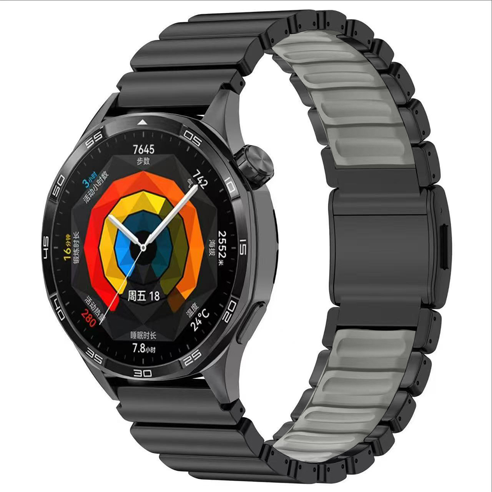 Galaxy Uyumlu Watch 46mm Zore KRD-151 22mm Metal Silikon Kordon-Siyah-gri