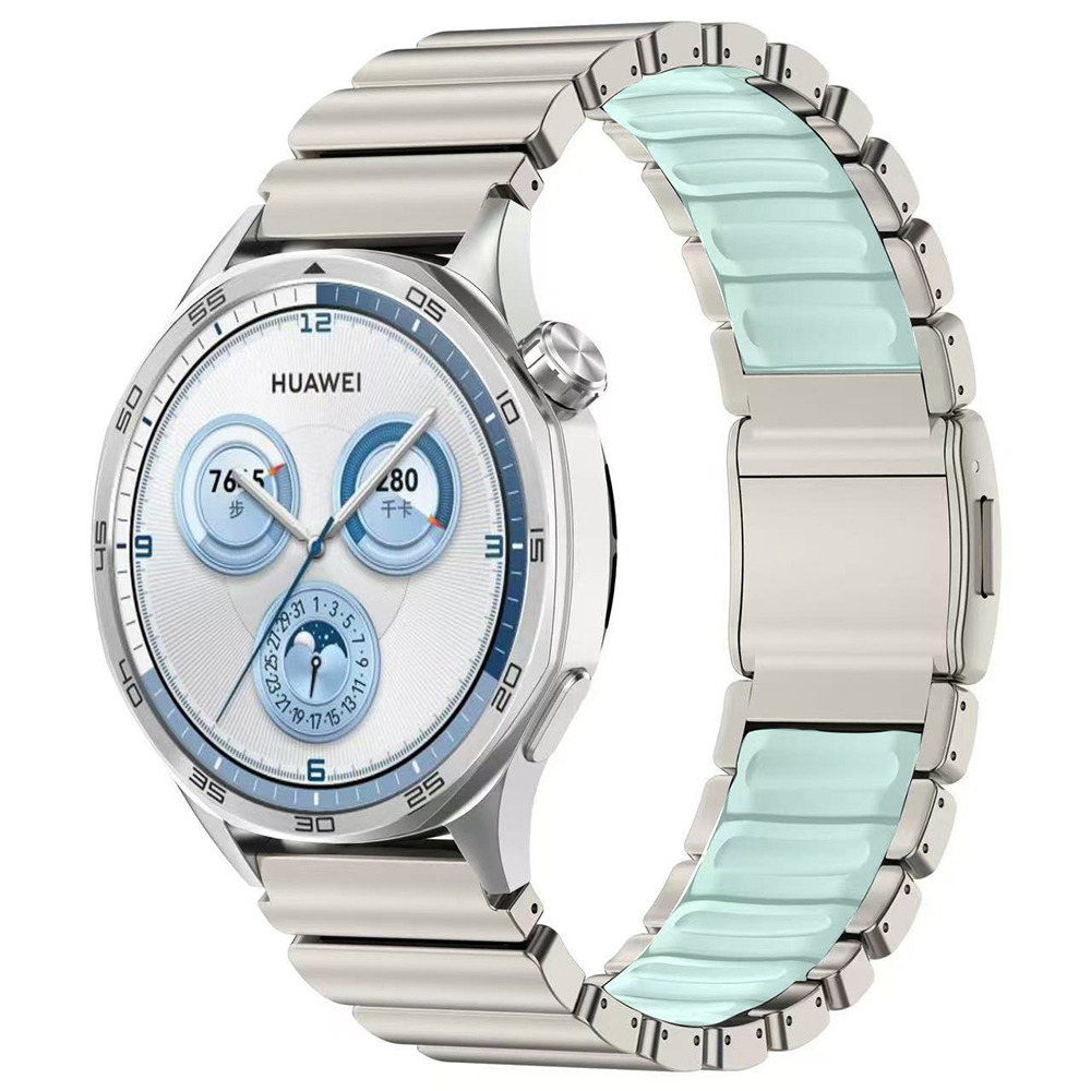 Galaxy Uyumlu Watch 3 45mm Zore KRD-151 22mm Metal Silikon Kordon-Gümüş-mavi