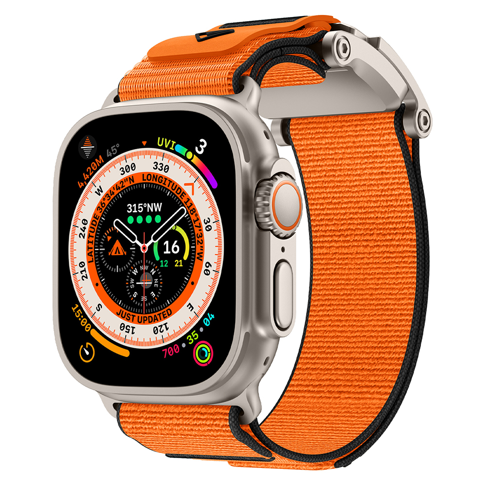 Watch 42mm Zore KRD-154 Naylon Kumaş Hasır Örgülü Kordon-Gri-turuncu