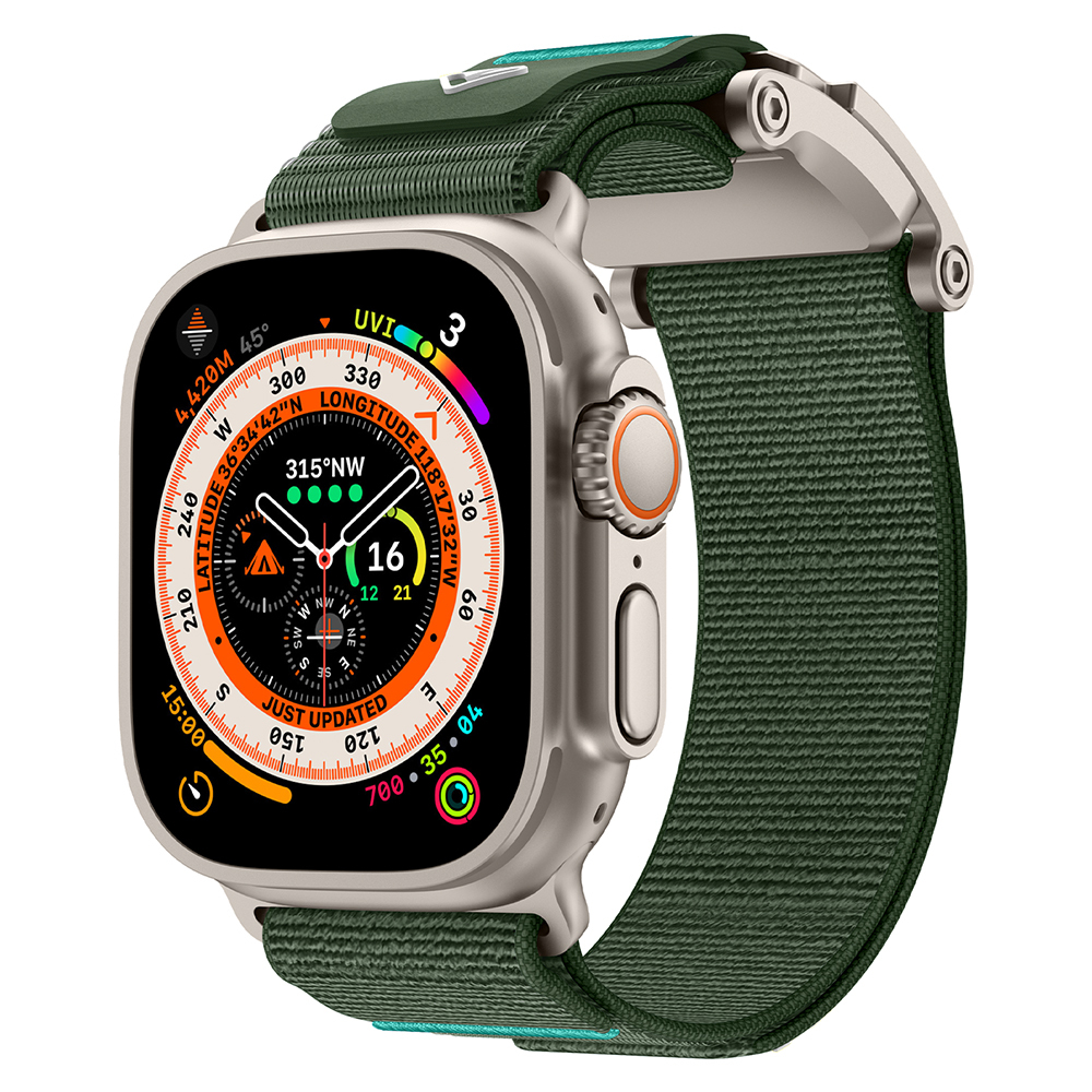 Watch 42mm Zore KRD-154 Naylon Kumaş Hasır Örgülü Kordon-Gri-yeşil