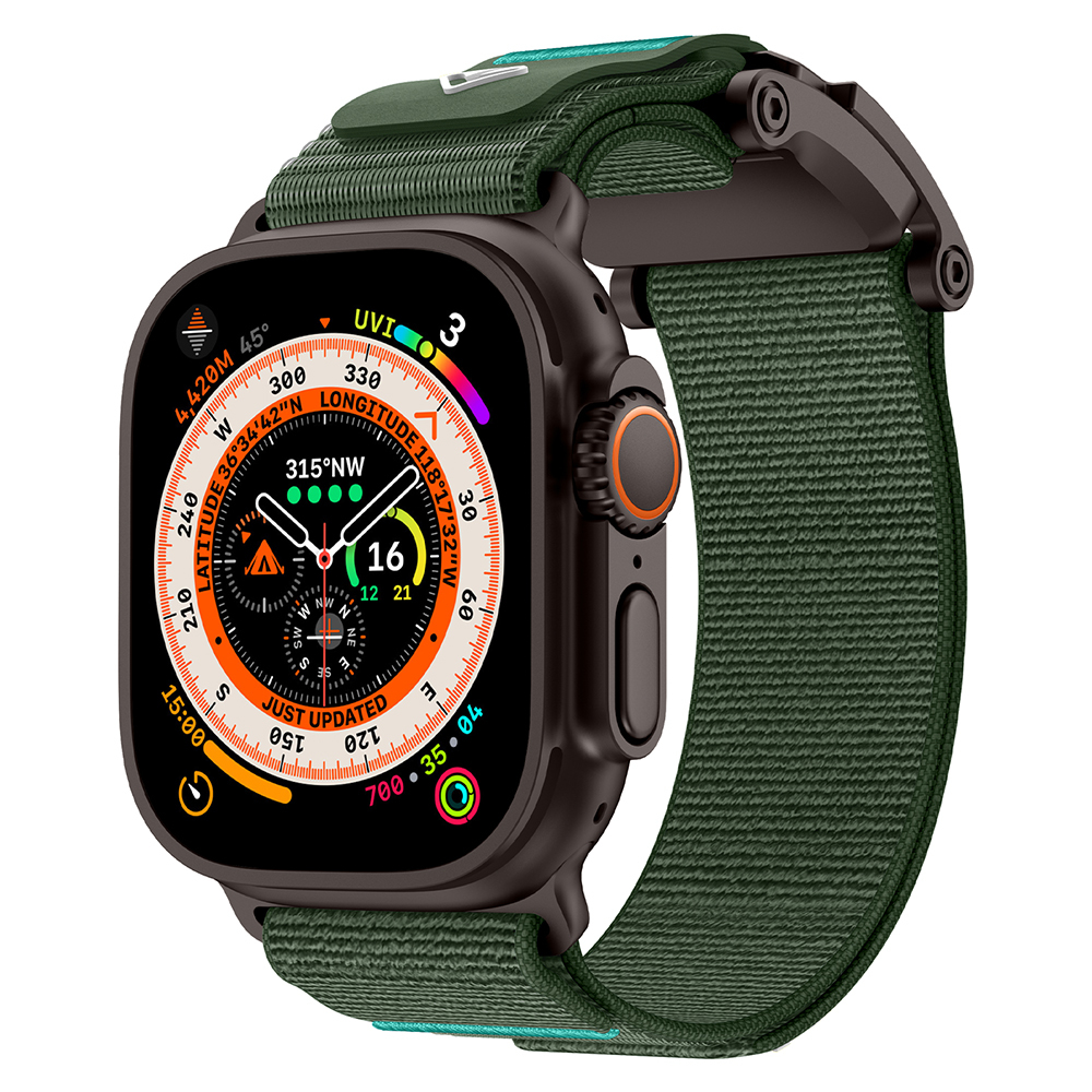 Watch 42mm Zore KRD-154 Naylon Kumaş Hasır Örgülü Kordon-Siyah-yeşil