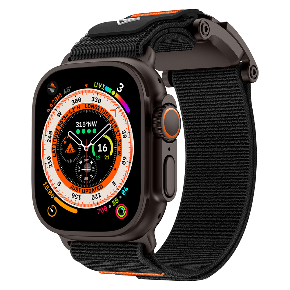 Watch 44mm Zore KRD-154 Naylon Kumaş Hasır Örgülü Kordon-Siyah