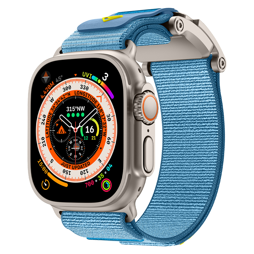 Watch Ultra 49mm Zore KRD-154 Naylon Kumaş Hasır Örgülü Kordon-Gri-mavi