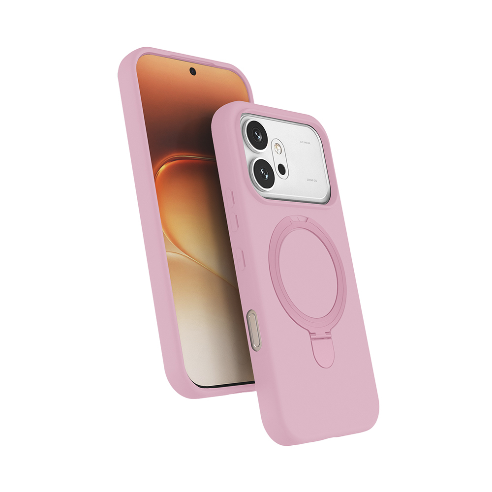 Honor 600 5G Kılıf M-safe Şarj Özellikli Standlı Zore Samara Kapak-Pembe