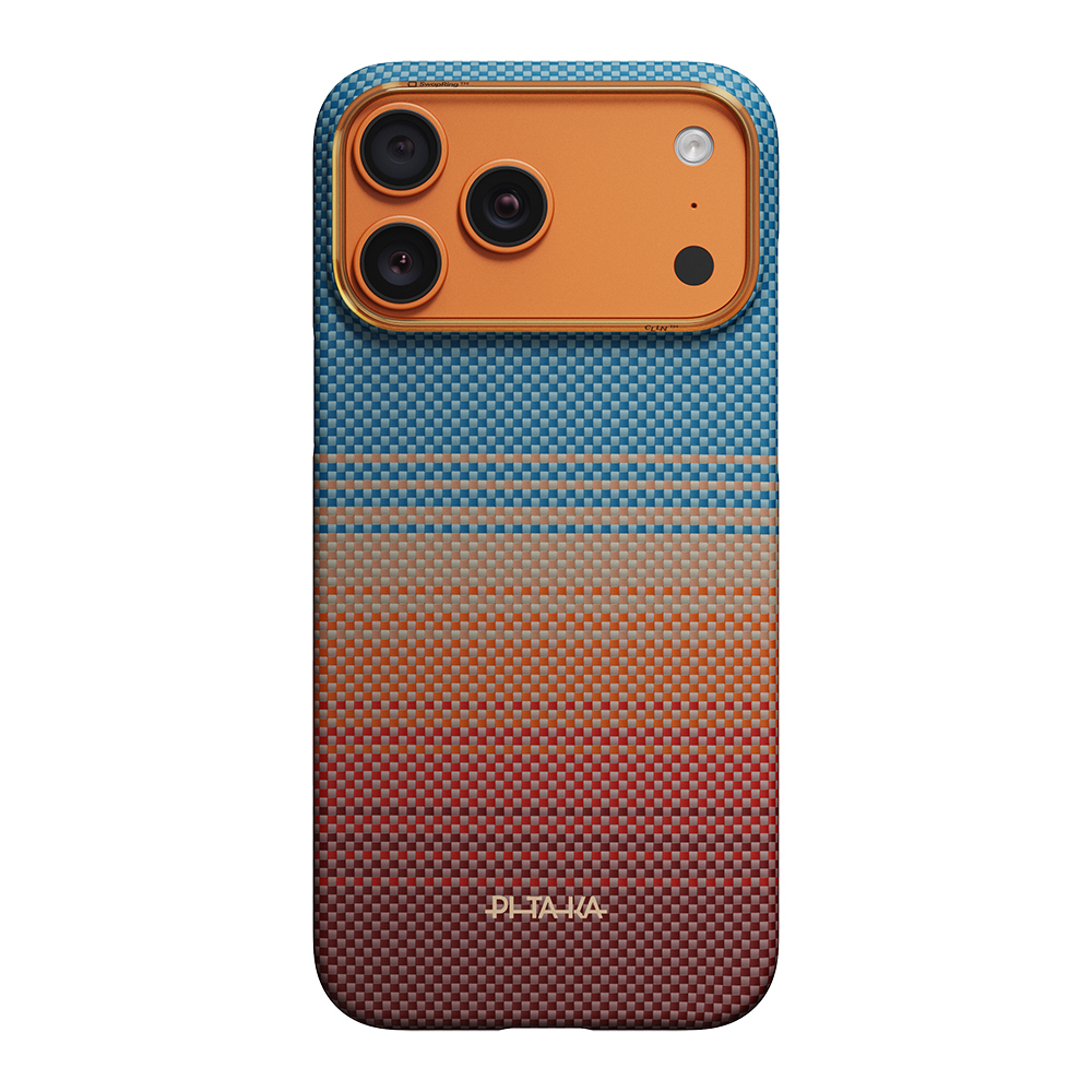 iPhone Uyumlu 17 Pro Kılıf M-safe Şarj Özellikli Aramid Karbon Fiber Pitaka Sunset 2.0 California Dream Serisi Kapak