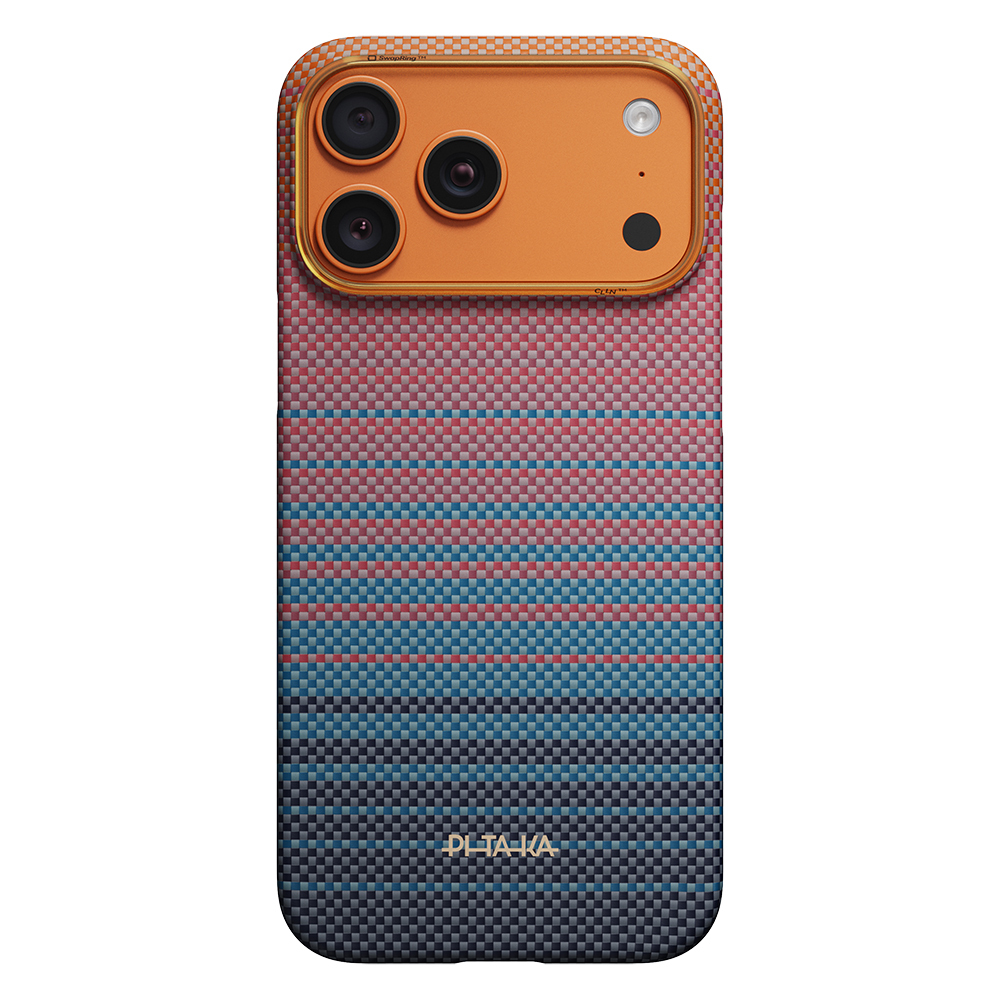 iPhone Uyumlu 17 Pro Kılıf M-safe Şarj Özellikli Aramid Karbon Fiber Pitaka Sunset 2.0 California Dream Serisi Kapak-Mavi-lacivert