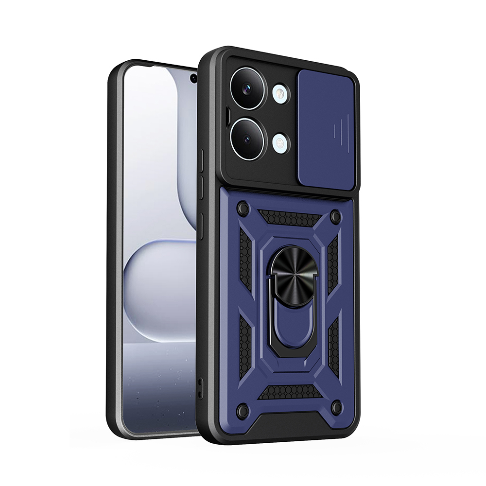 Xiaomi Uyumlu Poco X8 Pro Max Kılıf Magnetik Standlı Kamera Korumalı Zore Sürgülü Vega Kapak-Mavi